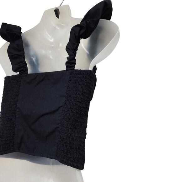 Abercrombie & Fitch Bare Slim Bubble Strap Poplin Top Sleeveless Black Size XS - Picture 6 of 8